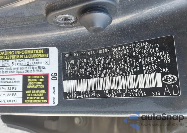 2T1BURHEXHC854304: 43444770