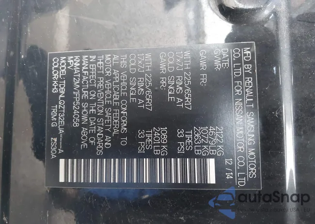 KNMAT2MV1FP524058: 43444908