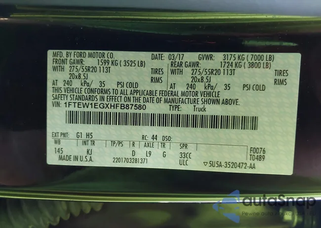 1FTEW1EGXHFB87580: 43444926