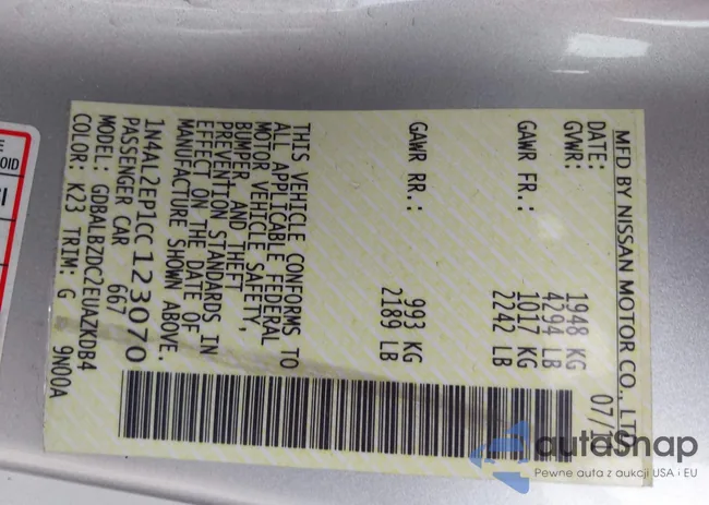 1N4AL2EP1CC123070: 43445047