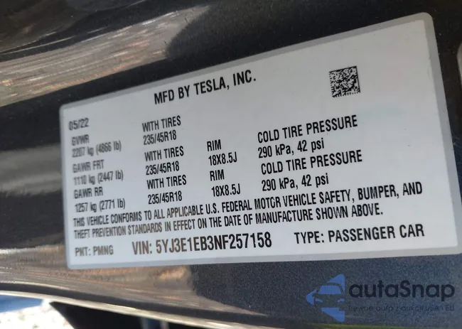 5YJ3E1EB3NF257158: 43445062