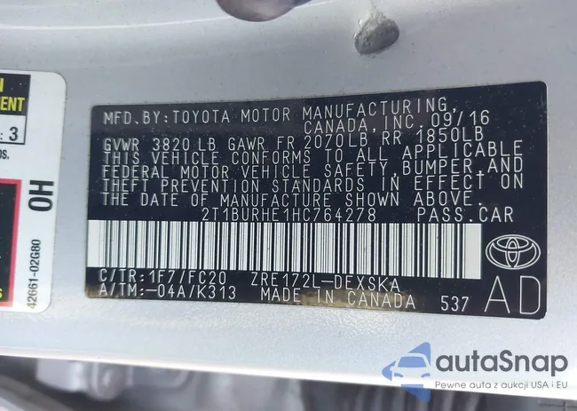 2T1BURHE1HC764278: 43445092