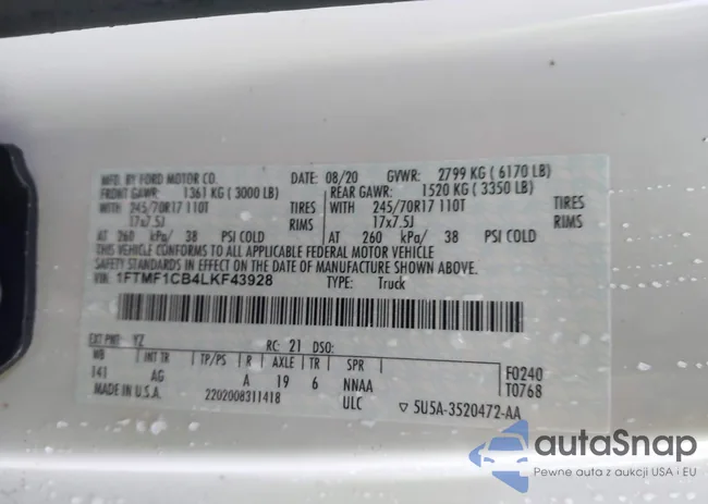 1FTMF1CB4LKF43928: 43444240