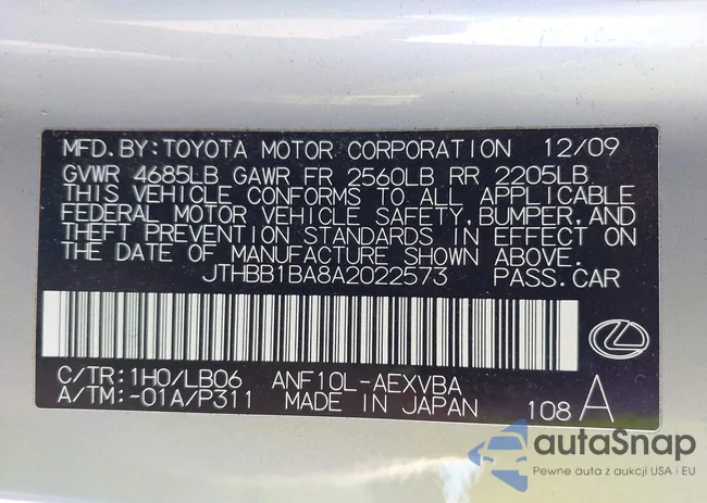 JTHBB1BA8A2022573: 43444278