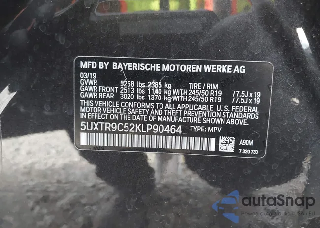 5UXTR9C52KLP90464: 43444305