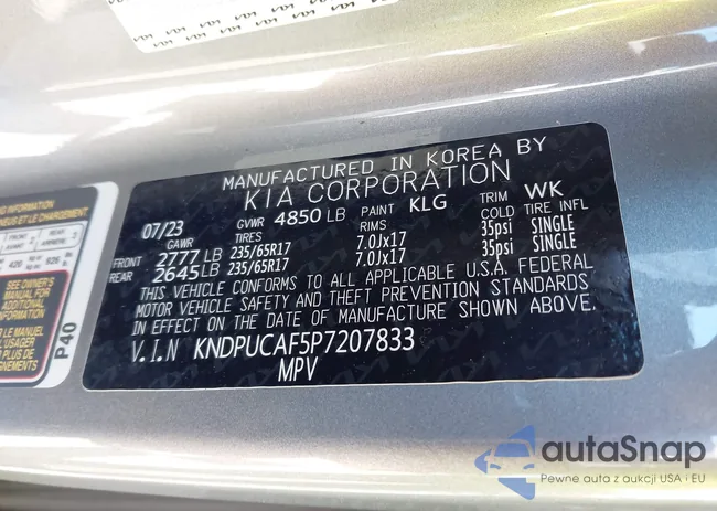 KNDPUCAF5P7207833: 43444441