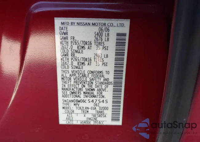 5N1AN08W06C547545: 43444466