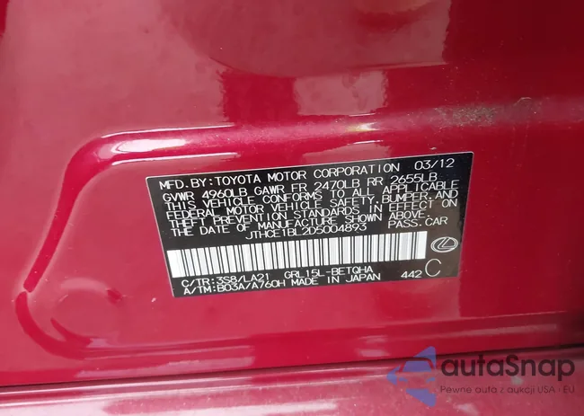 JTHCE1BL2D5004893: 43444501