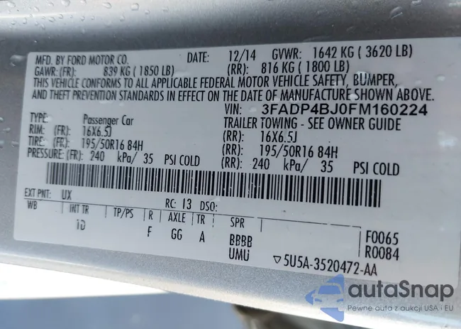 3FADP4BJ0FM160224: 43445557