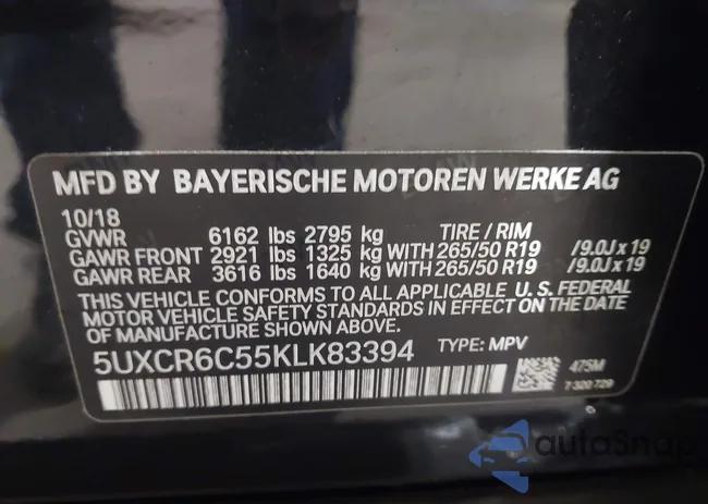 5UXCR6C55KLK83394: 43445565