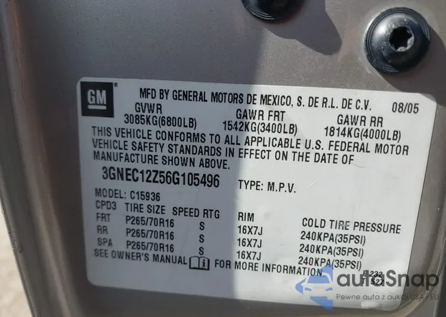 3GNEC12Z56G105496: 43445674