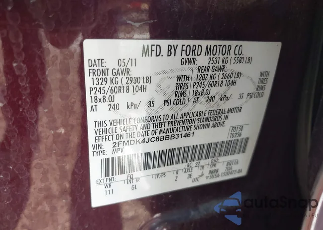 2FMDK4JC8BBB31461: 43445695