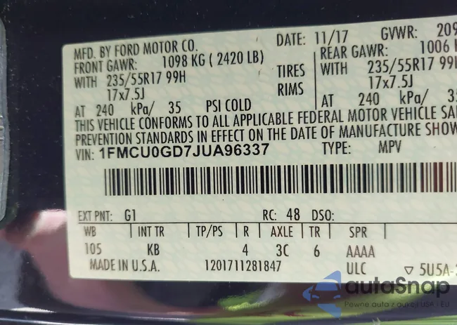 1FMCU0GD7JUA96337: 43445700