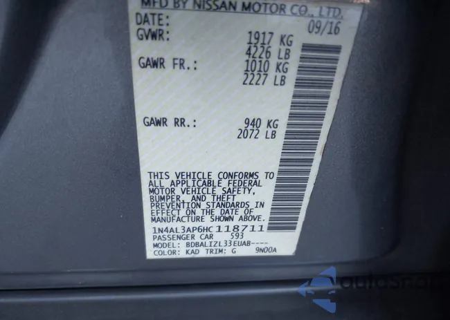 1N4AL3AP6HC118711: 43445746