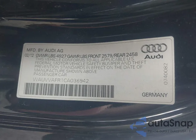 WAUVVAFR1CA036942: 43445749