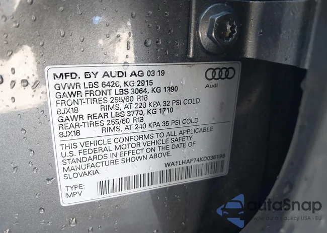 WA1LHAF74KD036196: 43445785