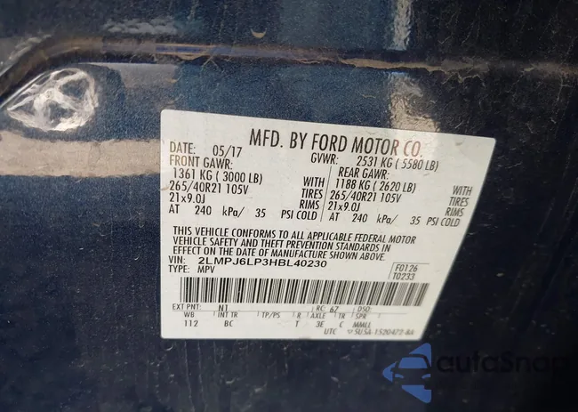 2LMPJ6LP3HBL40230: 43445828