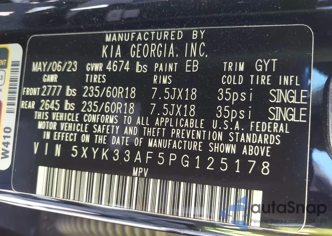 5XYK33AF5PG125178: 43445863