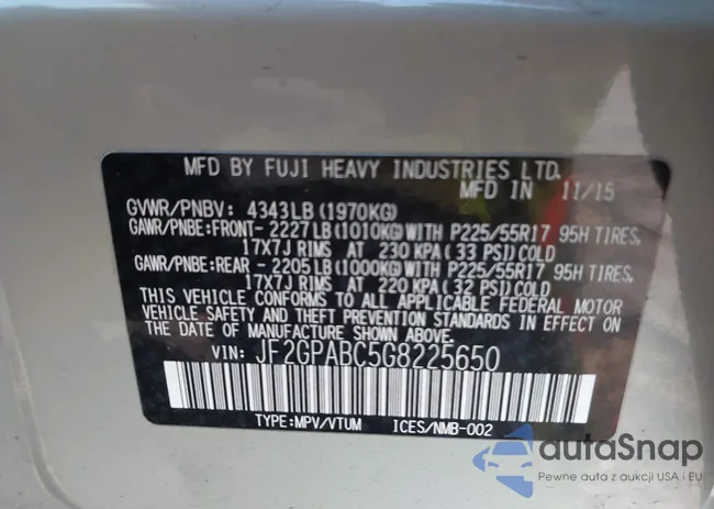 JF2GPABC5G8225650: 43445879