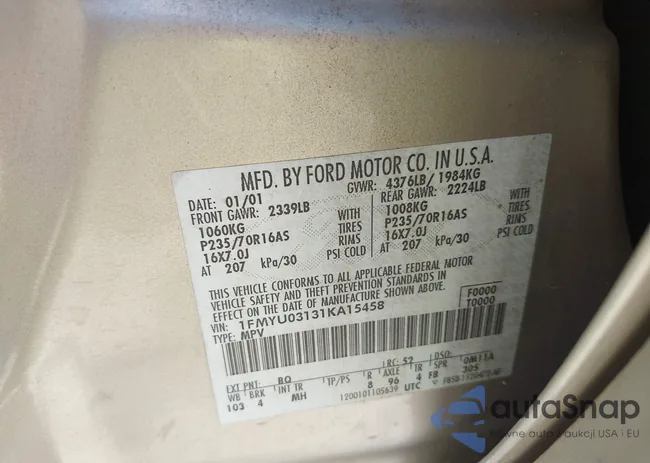 1FMYU03131KA15458: 43445943