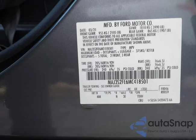 MAJ3S2FE6MC418501: 43446028