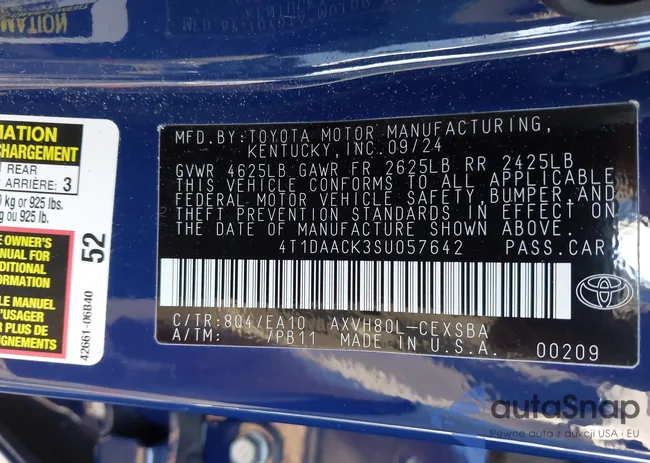4T1DAACK3SU057642: 43446038