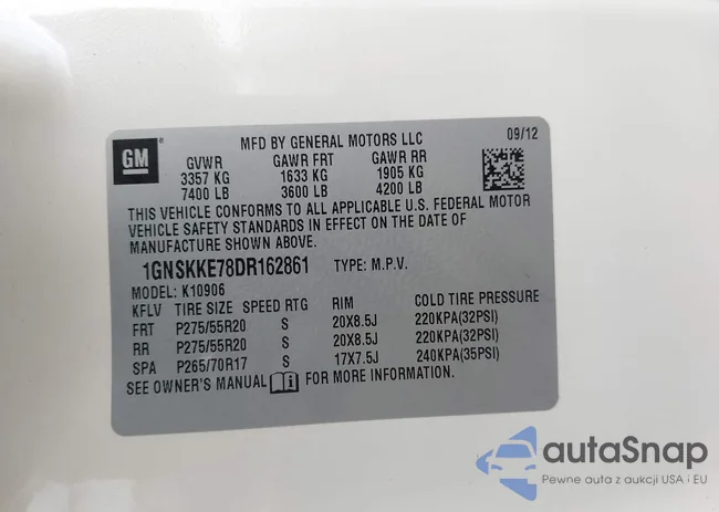 1GNSKKE78DR162861: 43446053