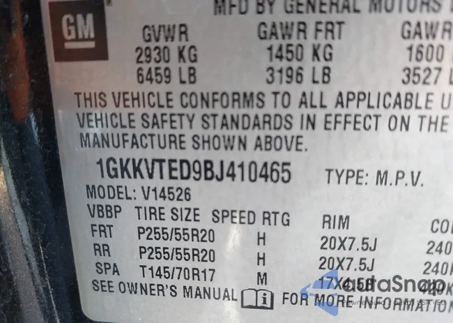 1GKKVTED9BJ410465: 43446134