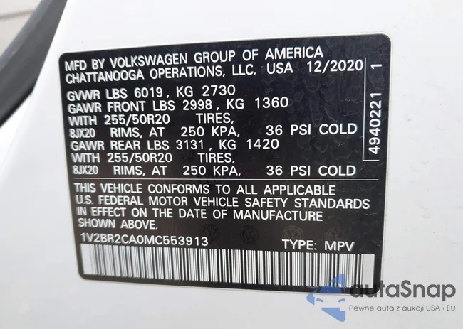 1V2BR2CA0MC553913: 43445167