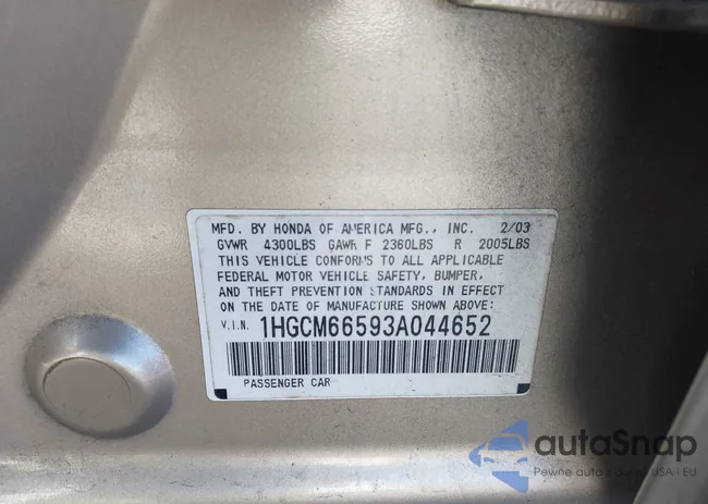 1HGCM66593A044652: 43445271