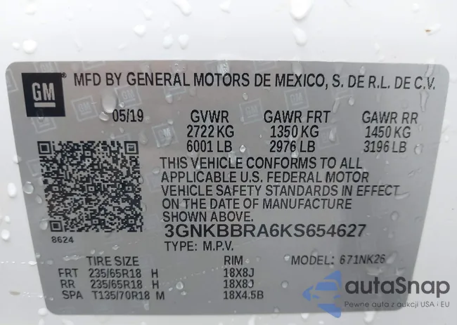 3GNKBBRA6KS654627: 43445275