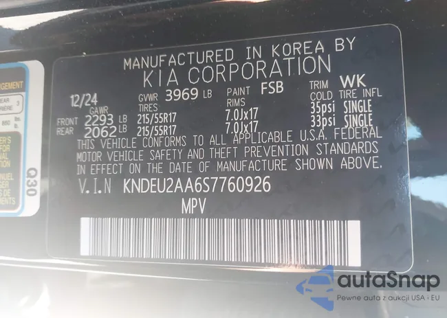 KNDEU2AA6S7760926: 43445403