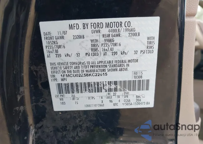 1FMCU02Z58KC22915: 43445493