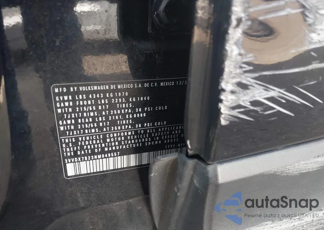 3VVDX7B23NM049557: 43446567