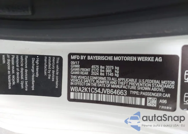 WBA2K1C54JVB64663: 43446594