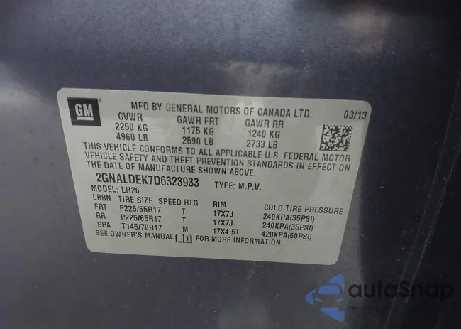 2GNALDEK7D6323933: 43446652