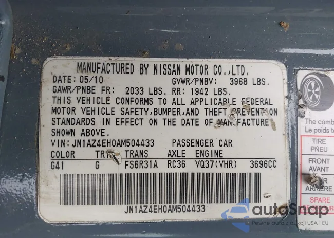 JN1AZ4EH0AM504433: 43446745