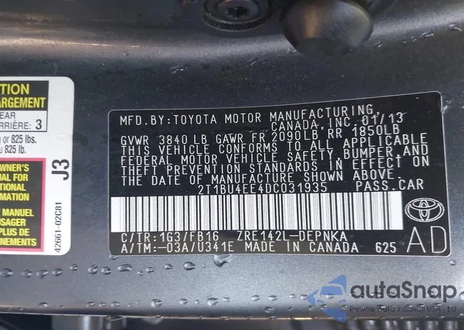 2T1BU4EE4DC031935: 43446753