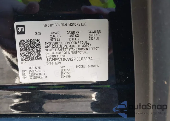 1GNEVGKW2PJ103174: 43446775