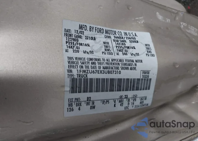 1FMZU67EX3UB07310: 43446955