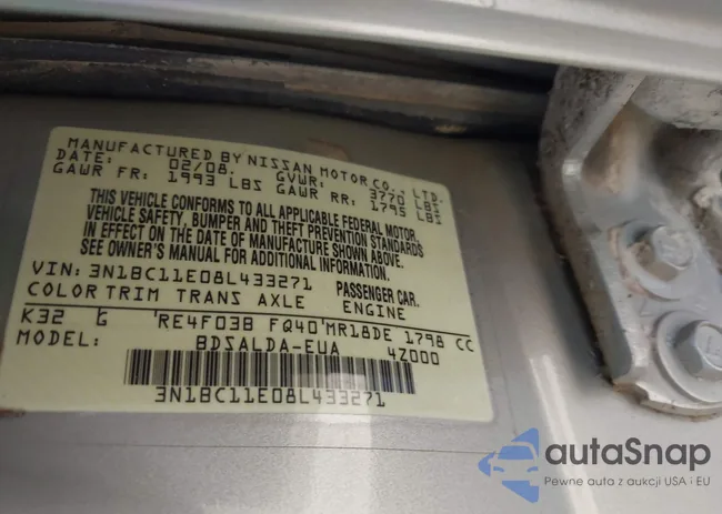 3N1BC11E08L433271: 43447037