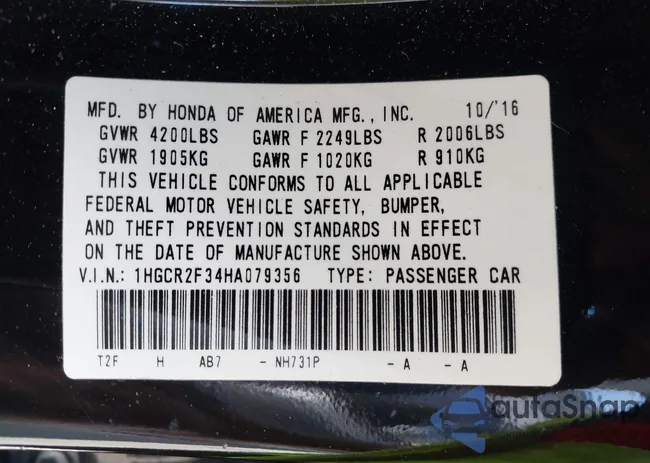 1HGCR2F34HA079356: 43447053