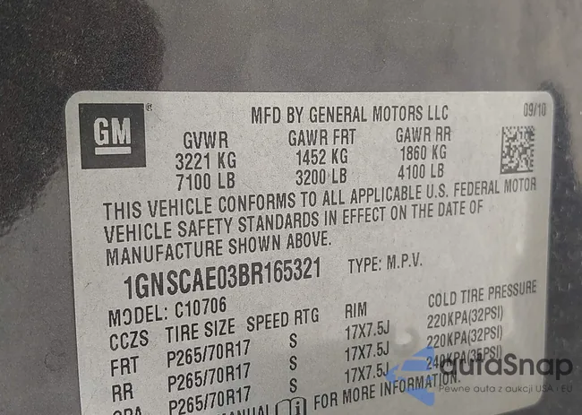 1GNSCAE03BR165321: 43447126