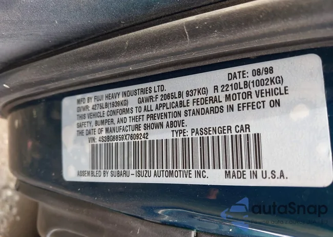 4S3BG6859X7609242: 43446360