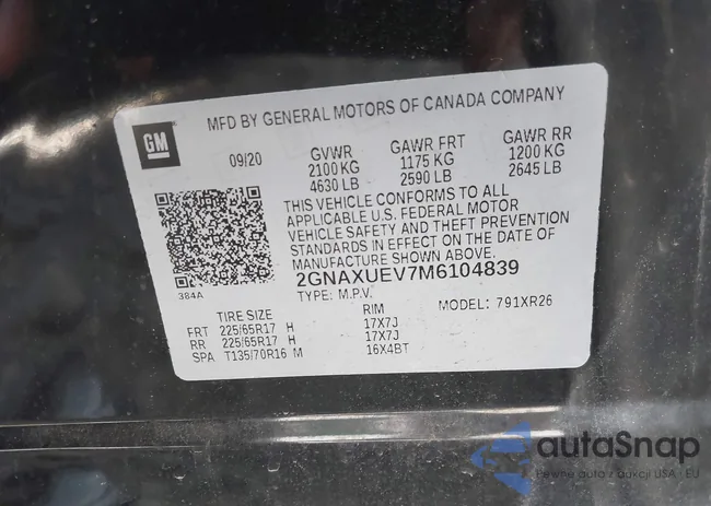 2GNAXUEV7M6104839: 43447596