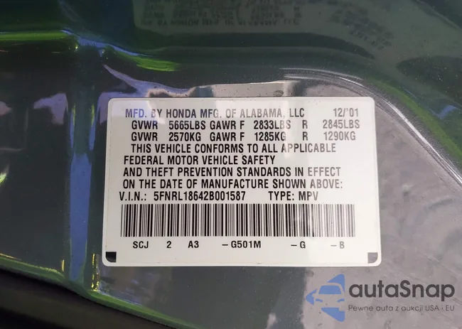 5FNRL18642B001587: 43447632