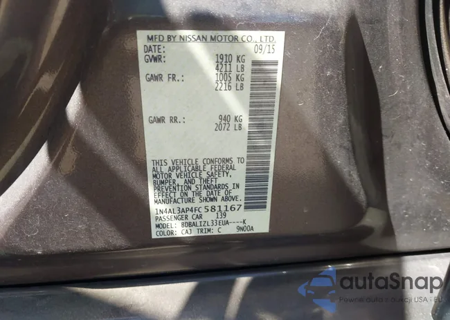 1N4AL3AP4FC581167: 43447731