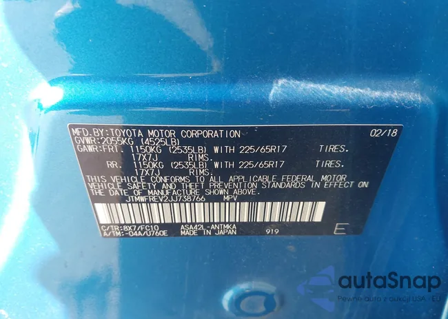 JTMWFREV2JJ738766: 43447810