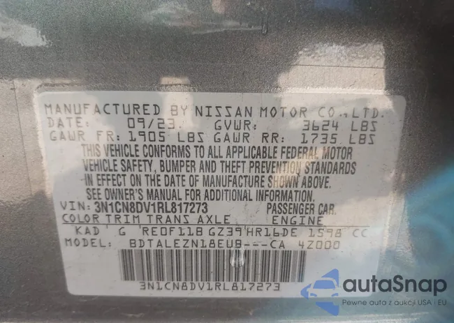 3N1CN8DV1RL817273: 43447838