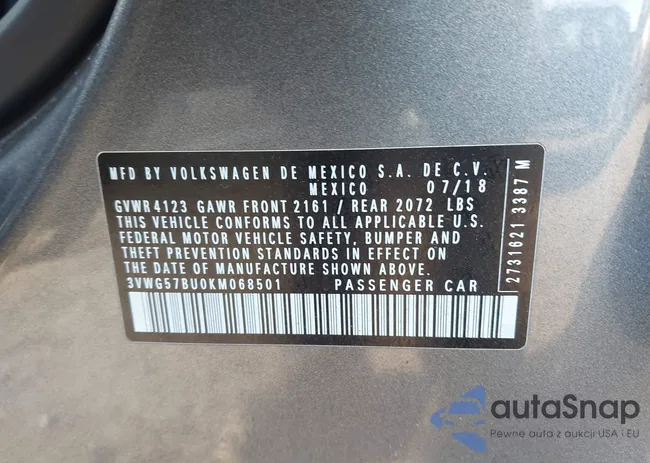 3VWG57BU0KM068501: 43447848